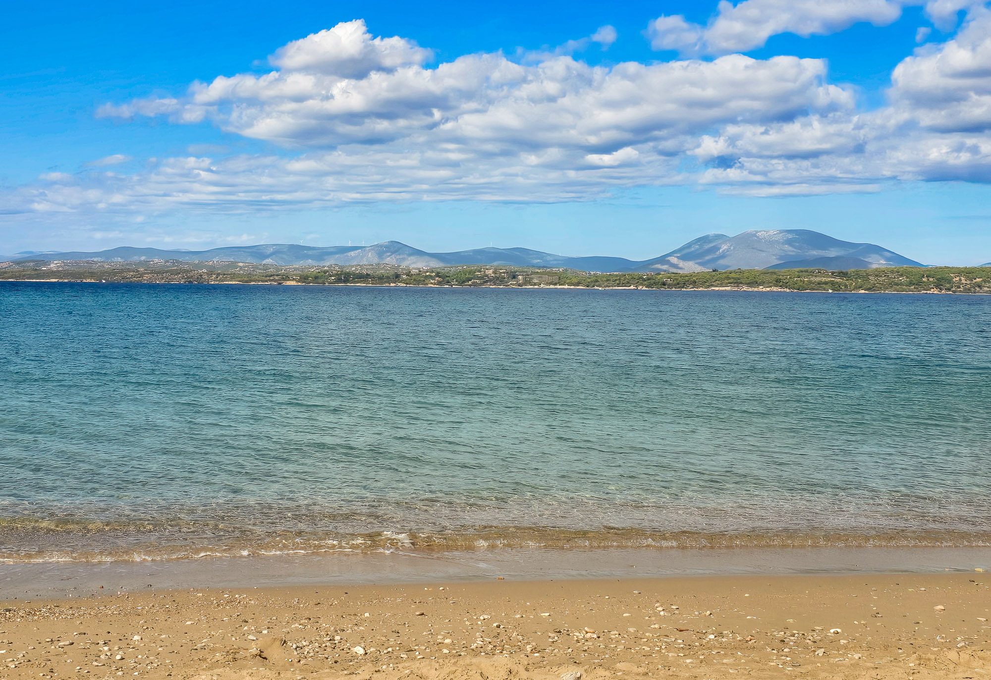 View from Kaiki Beach, Spetses over the strait to Kosta