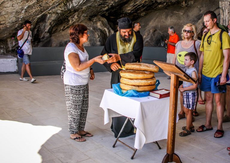 A church service in the Caves of Antiparos