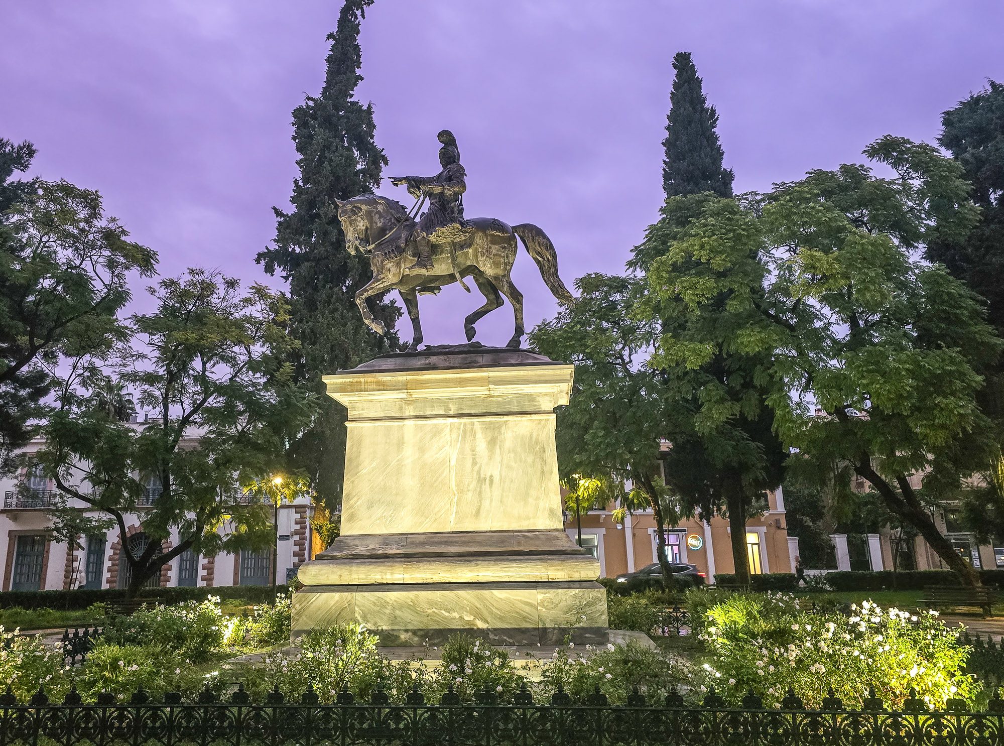 View of the statue of Theodoros Kolokotronis in Nafplio