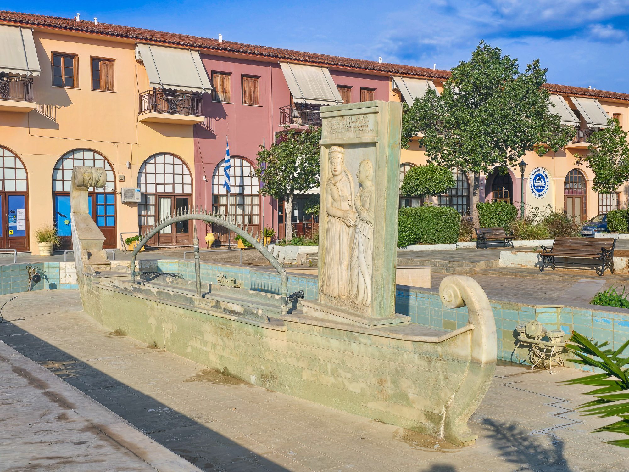 Memorial in the central square of Nea Kios, Peloponnese