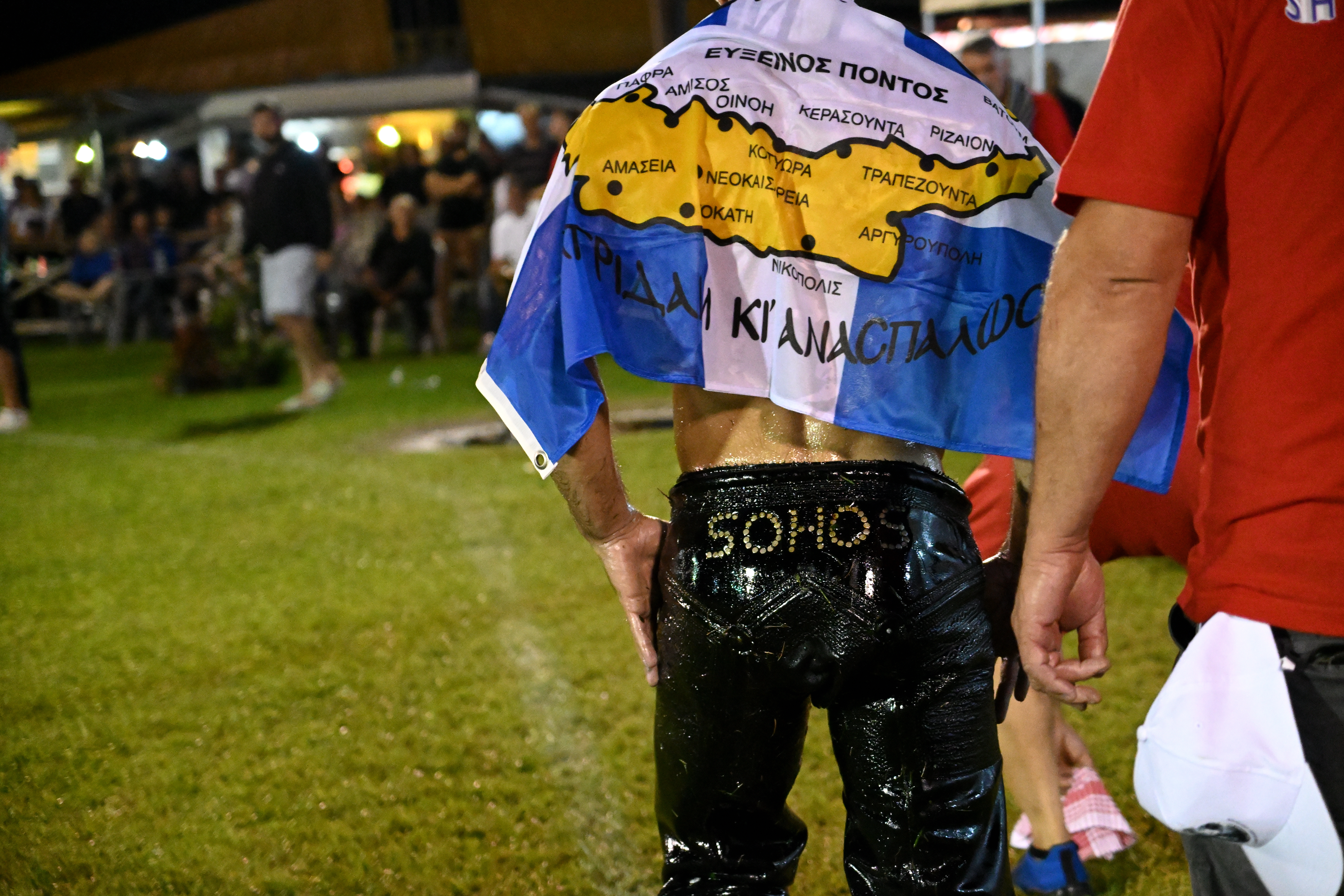 Christos Christoforidis oil wrestling competition in Sochos, Macedonia.