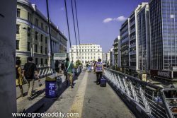 Walking over the link bridge