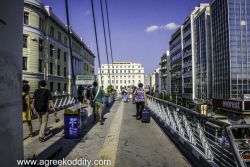 Walking over the link bridge