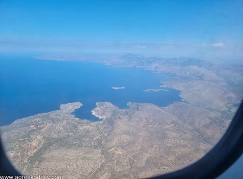 View of Psara and the coastline of Chios from the plane