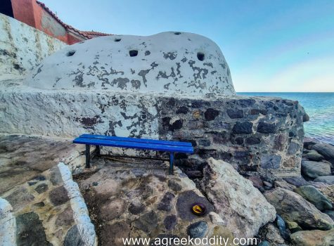 Lesvos 2022 Traditional whitewashed hammam at Eftalou hot springs, Lesvos.