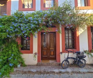Bozcaada Merkez Aegean-style stone houses with coordinating doors and windows in Bozcaada