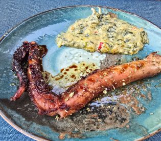 Sandal Restaurant Smoked octopus with dill sauce at Sandal Restaurant, Bozcaada