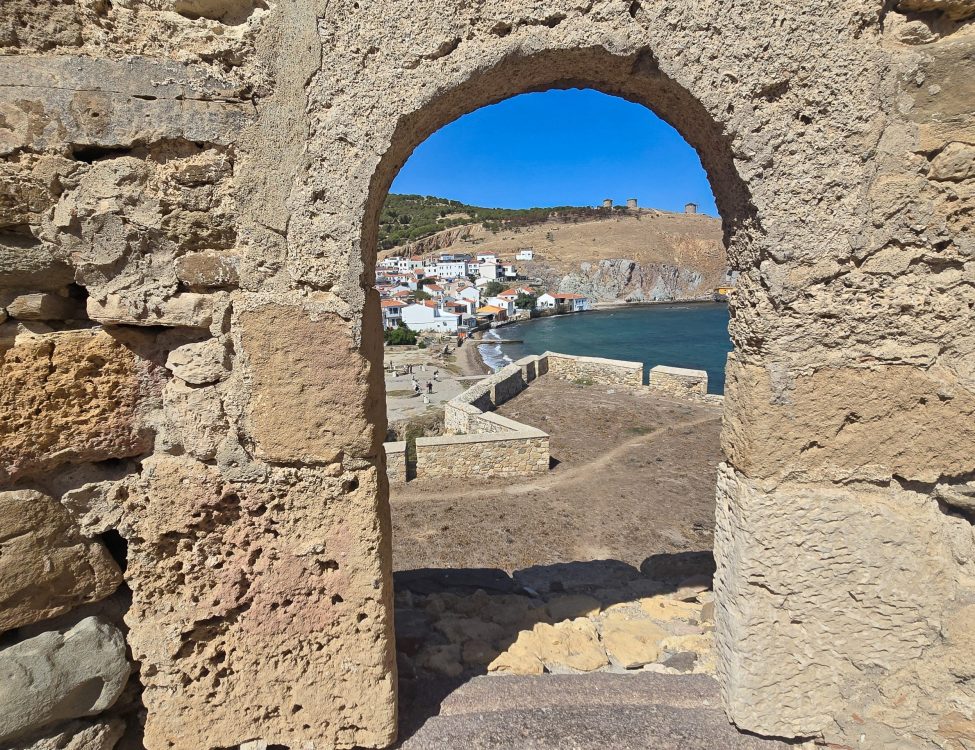 View of the windmills from Bozcaada Castle Views of Bozcaada Windmills from the ramparts of the castle