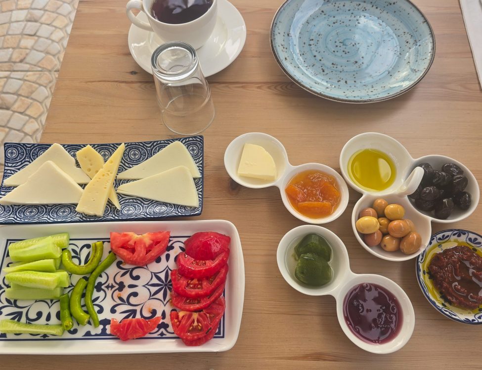 Turkish breakfast with preserves at the Alicante Hotel, Bozcaada