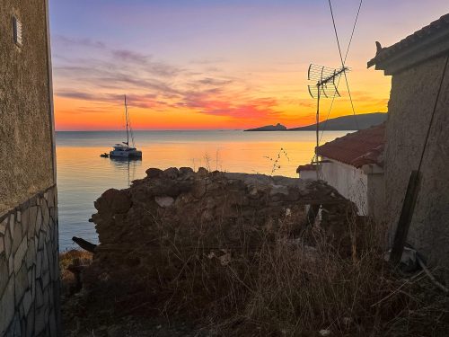 View of Sigri Harbour at sunset