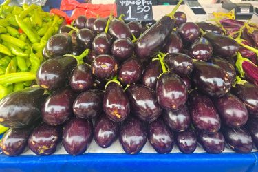Nafplio Market Shiny aubergines at Nafplio Market